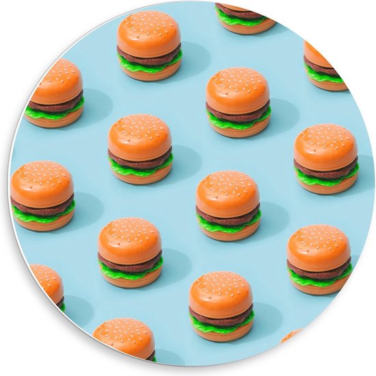 Forex Wandcirkel - Kleine Burgertjes  - 50x50cm Foto op Wandcirkel (met ophangsysteem)