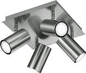LED Plafondspot - Trinon Mary - GU10 Fitting - 4-lichts - Vierkant - Mat Nikkel - Aluminium
