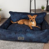 Scruffs Kensington - Stijlvolle eco-leren hondenmand - in blauw, bruin, grijs of beige - Kleur: Blauw, Maat: Large