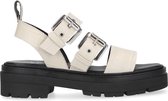 Sacha - Dames - Beige platform sandalen met crocoprint - Maat 36