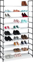 relaxdays étagère à chaussures XXL - étagère de rangement en tissu - meuble à chaussures 10 étages - étagère en tissu haut blanc