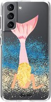Casetastic Samsung Galaxy S21 4G/5G Hoesje - Softcover Hoesje met Design - Mermaid Blonde Print