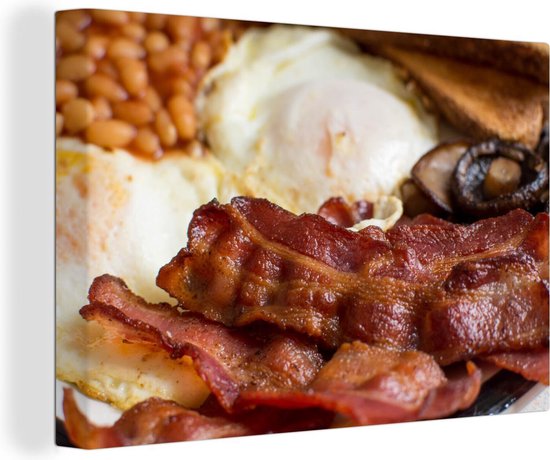 Gros plan du bacon d'un petit déjeuner anglais 90x60 cm - Tirage photo sur  toile... | bol.com