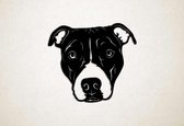 Wanddecoratie - Hond - Pitbull 3 - XS - 25x28cm - Zwart - muurdecoratie - Line Art