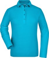 Turquoise stretch poloshirt voor dames L