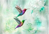 Artgeist Colourful Hummingbirds Green Vlies Fotobehang 100x70cm 2-banen