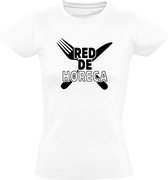 Red de Horeca Dames t-shirt | restaurant | kroeg | cafe| lunchroom | corona | virus | Wit