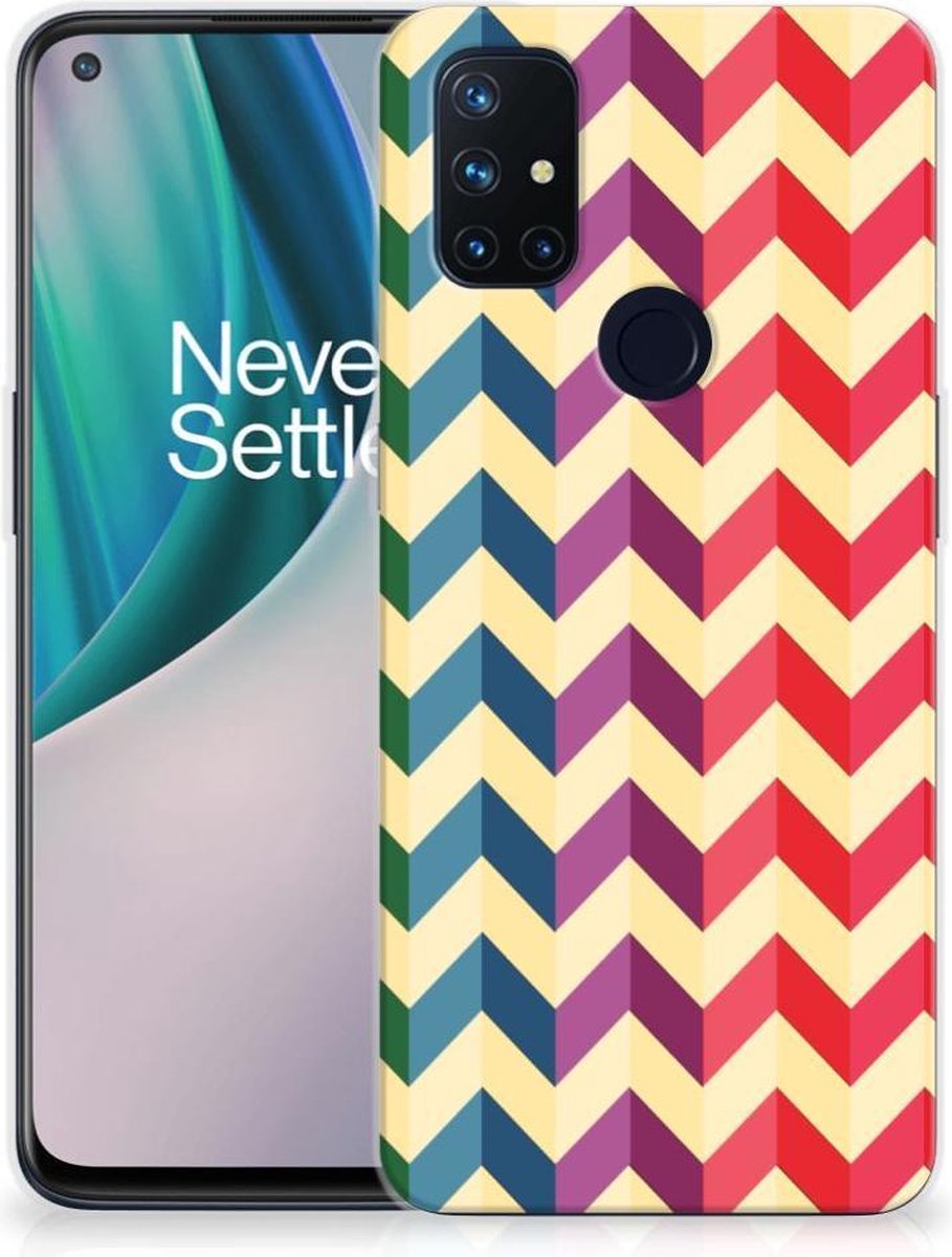 Back Cover voor OnePlus Nord N10 5G TPU bumper Zigzag Multi Color