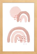 JUNIQE - Poster met houten lijst Regenboog Acryl -13x18 /Roze & Wit