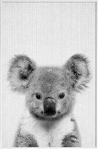 JUNIQE - Poster in kunststof lijst Koala zwart-wit foto -20x30 /Grijs