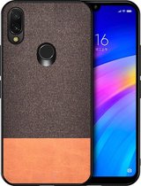 Xiaomi Redmi 7 Hoesje - Mobigear - Fabric Serie - Hard Kunststof Backcover - Bruin - Hoesje Geschikt Voor Xiaomi Redmi 7