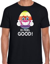 Vrolijk Paasei ei feel good t-shirt / shirt - zwart - heren - Paas kleding / outfit L