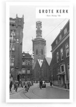 Walljar - Grote kerk Den Haag '56 - Zwart wit poster