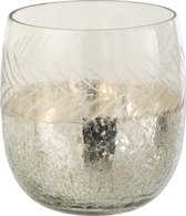 J-Line Theelichthouder Klassiek Crackle Glas Transparant/Zilver Large