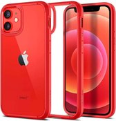 Geschikt voor Spigen Ultra Hybrid Case - Telefoonhoesje - Hoesje - Apple iPhone 12 Mini - Rood