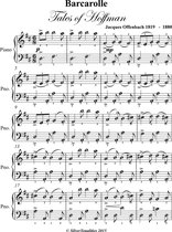 Barcarolle Tales of Hoffman Easy Piano Sheet Music