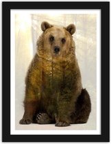 Foto in frame ,  Bruine Beer, 3 maten , Bruin beige , wanddecoratie , Premium print