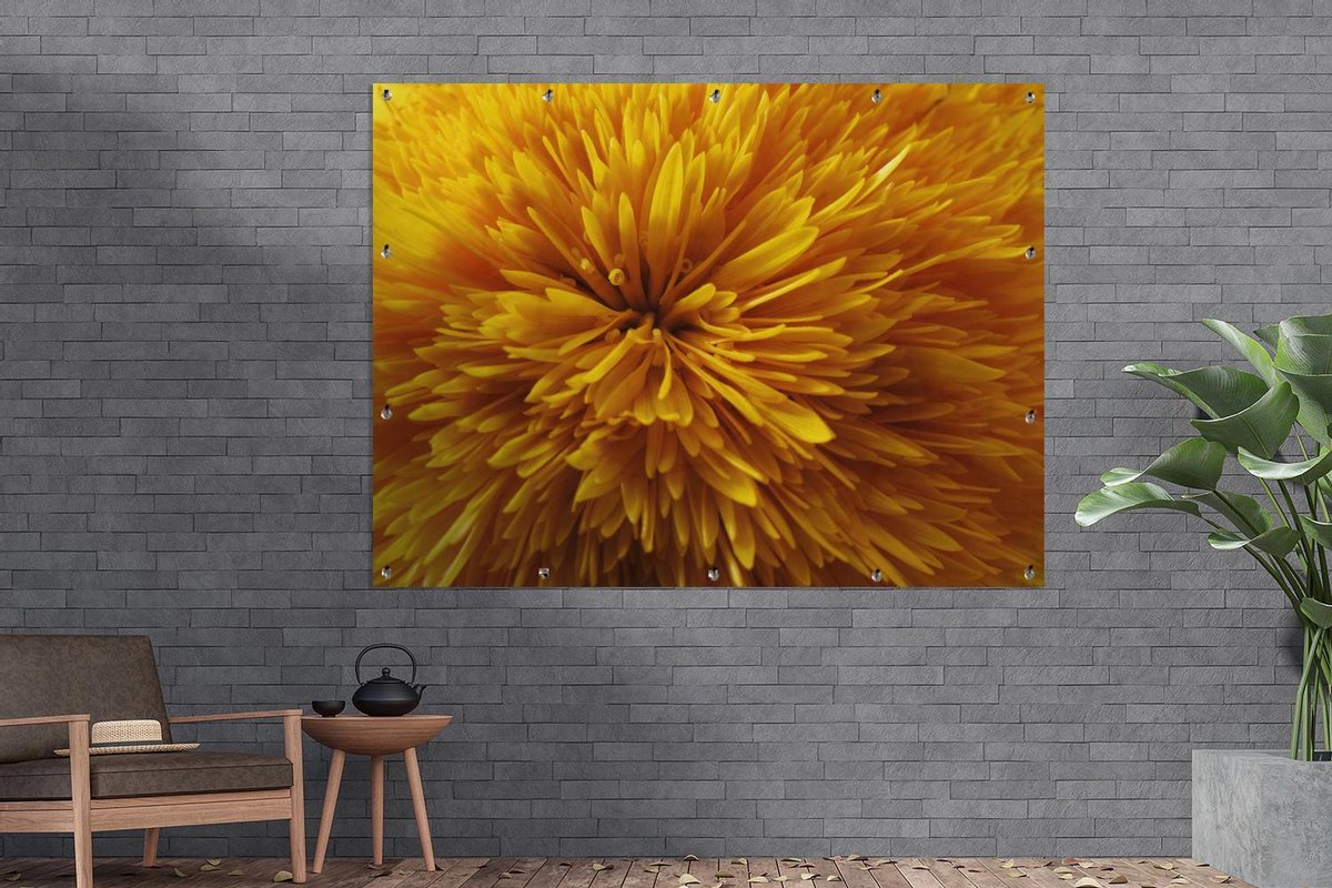 Muurdecoratie buiten Paardenbloem Geel Abstract 160x120 cm