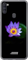 Samsung Galaxy A11 Hoesje Transparant TPU Case - Purple Flower in the Dark #ffffff