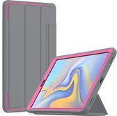Tablet Hoes geschikt voor Tablet Hoes geschikt voor Samsung Galaxy Tab A 10.1 2019 - Tri-Fold Book Case met Transparante Back Cover en Pencil Houder - Roze/Grijs