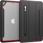 Apple iPad 9.7 2017/2018 Hoes - Tri-Fold Book Case met Transparante Back Cover en Pencil Houder - Rood/Zwart