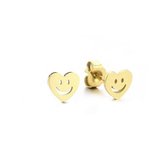 Michelle Bijoux Oorknop Hart Smiley Goud JE12695