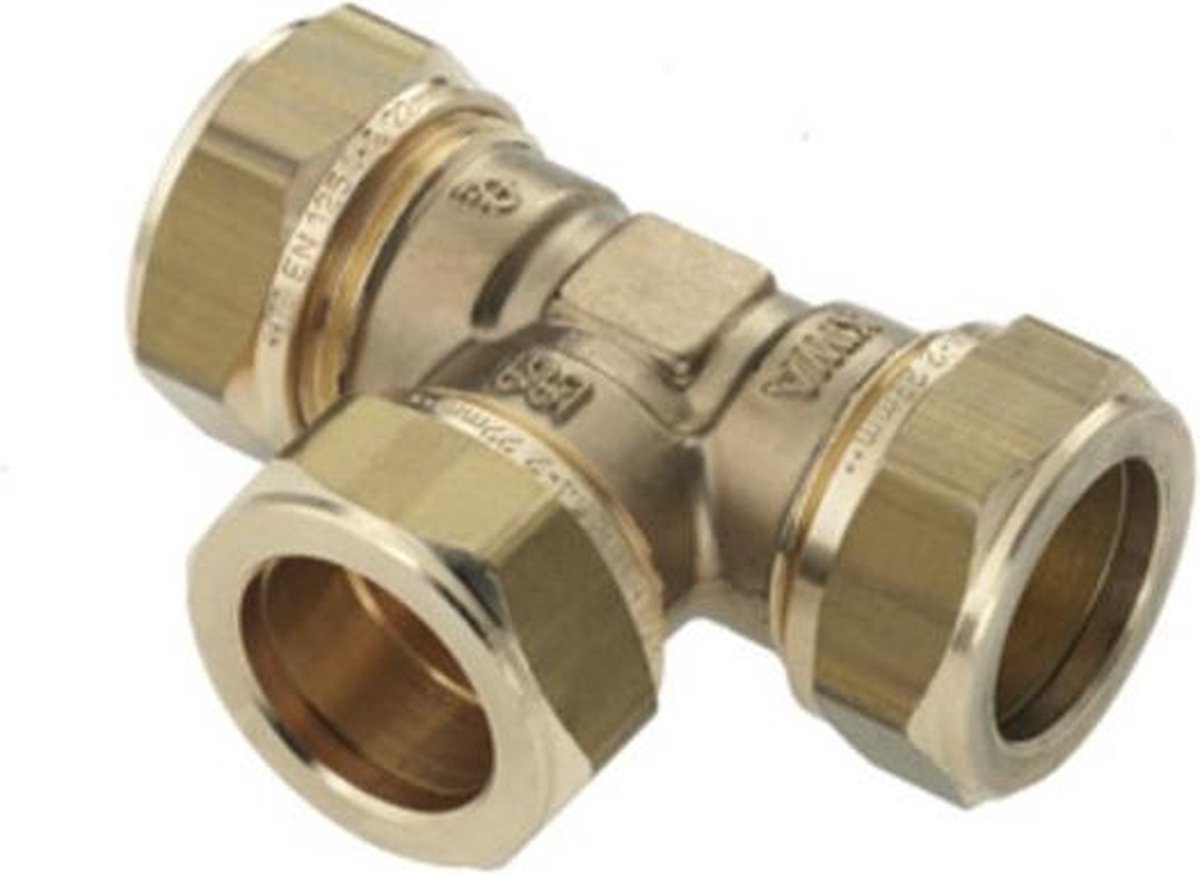 Bonfix knelkoppeling - T-stuk - 10mm x 10mm x 10mm - Messing