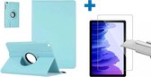 Coque Samsung Galaxy Tab A7 - Coque pivotante à 360 degrés Blauw clair + protecteur d'écran en verre trempé