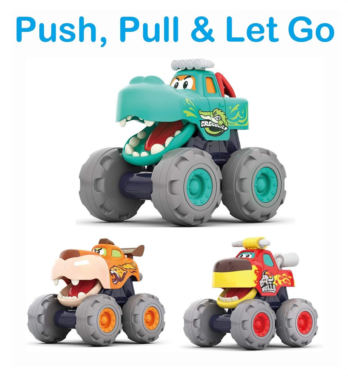 PLAY IT Auto Speelgoed Monstertruck 3 Stuks - Speelgoed auto - PLAY-IT