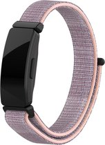 Nylon Smartwatch bandje - Geschikt voor Fitbit Inspire / Inspire HR / Inspire 2 nylon bandje - roze - Strap-it Horlogeband / Polsband / Armband
