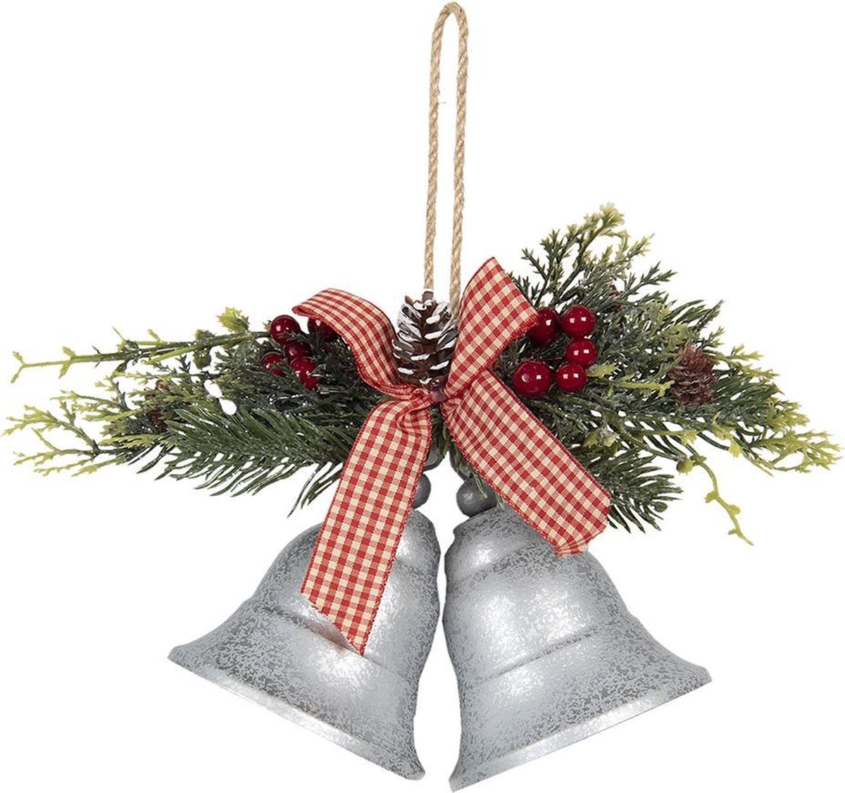 Clayre & Eef Kersthanger 17x9x12 cm Grijs Ijzer Kerstdecoratie Kerstboomversiering