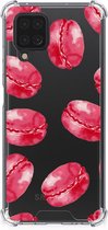 Telefoonhoesje met tekst Geschikt voor Samsung Galaxy A12 Telefoon Hoesje met doorzichtige rand Pink Macarons