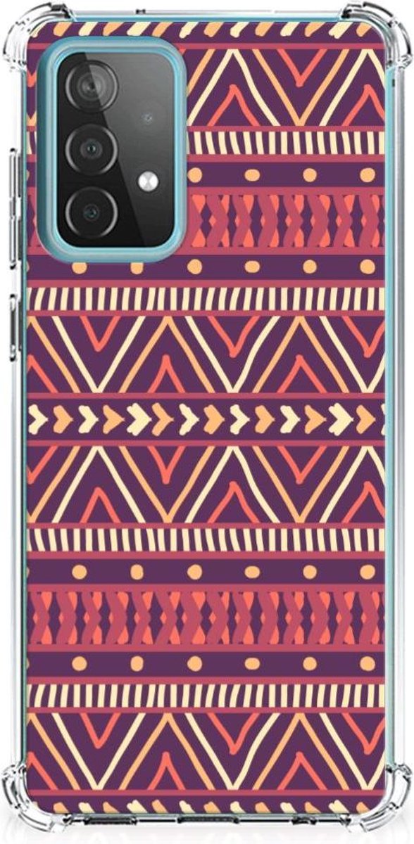 Samsung Galaxy A52 4G/5G Doorzichtige Silicone Hoesje Aztec Paars