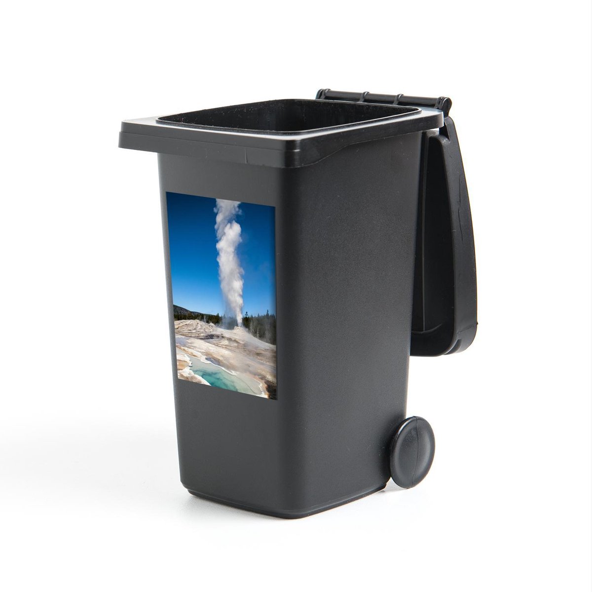 Container sticker Nationaal park Yellowstone - Een actieve geiser met wit gesteente in het