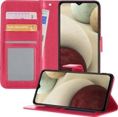 Samsung A12 Hoesje Book Case Hoes - Samsung Galaxy A12 Case Hoesje Wallet - Samsung Galaxy A12 Hoesje - Donker Roze