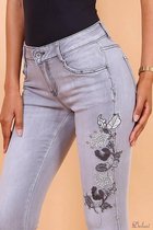 Broek Toxik3 medium hoge taille met borduuring grijs