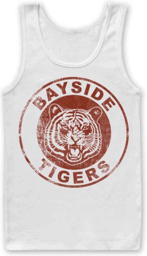 Saved By The Bell Tanktop Bayside Tigers Washed Logo Wit