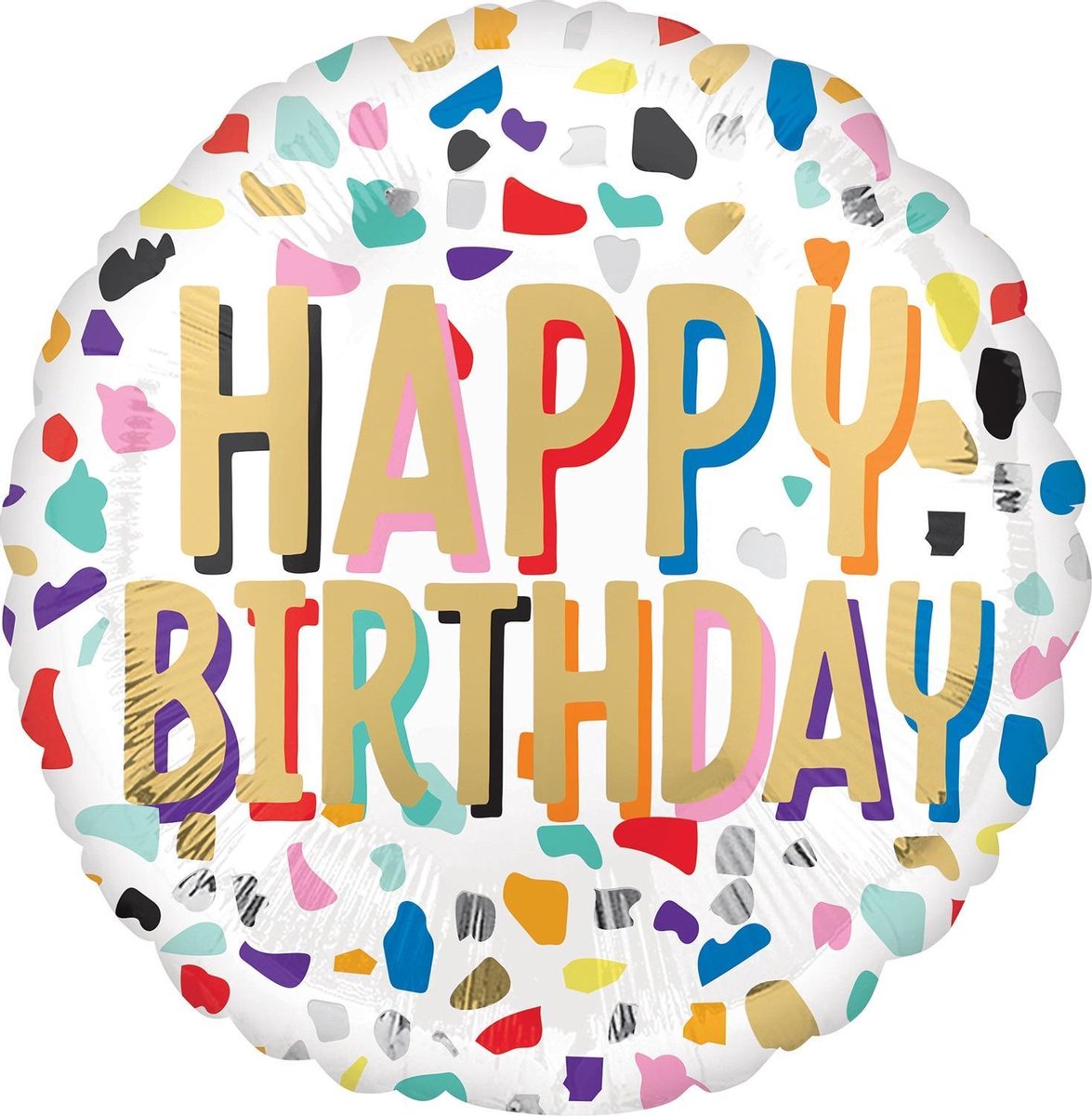 Amscan Folieballon Happy Brithday Confetti 43 Cm Wit