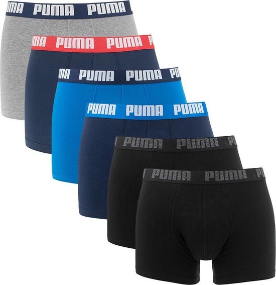 Puma Basic Heren Boxer 6-pack - Blauw/Zwart - Maat L