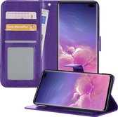 Samsung S10 Hoesje Book Case Hoes - Samsung Galaxy S10 Case Hoesje Portemonnee Cover - Samsung S10 Hoes Wallet Case Hoesje - Paars
