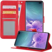 Samsung S10 Hoesje Book Case Hoes - Samsung Galaxy S10 Case Hoesje Wallet Cover - Samsung Galaxy S10 Hoesje - Rood