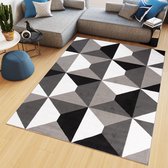 Tapiso Maya Vloerkleed Grijs Wit Tapijt Modern Kleed Maat- 130x190