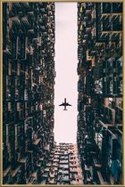 JUNIQE - Poster met kunststof lijst Vliegtuig foto -20x30 /Bruin
