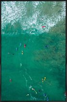JUNIQE - Poster met kunststof lijst Everybody's Gone Surfin' by Lentam