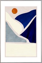 JUNIQE - Poster met kunststof lijst Collage -20x30 /Blauw & Ivoor