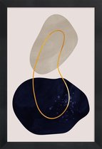 JUNIQE - Poster met houten lijst Distance gouden -13x18 /Blauw & Goud