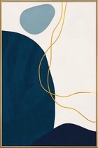 JUNIQE - Poster met kunststof lijst Mindfulness gouden -30x45 /Blauw &