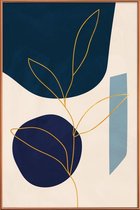 JUNIQE - Poster met kunststof lijst Grow gouden -30x45 /Blauw & Goud