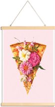 JUNIQE - Posterhanger Floral Pizza -40x60 /Bruin & Roze