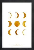 JUNIQE - Poster met houten lijst Lunar gouden -20x30 /Goud & Wit
